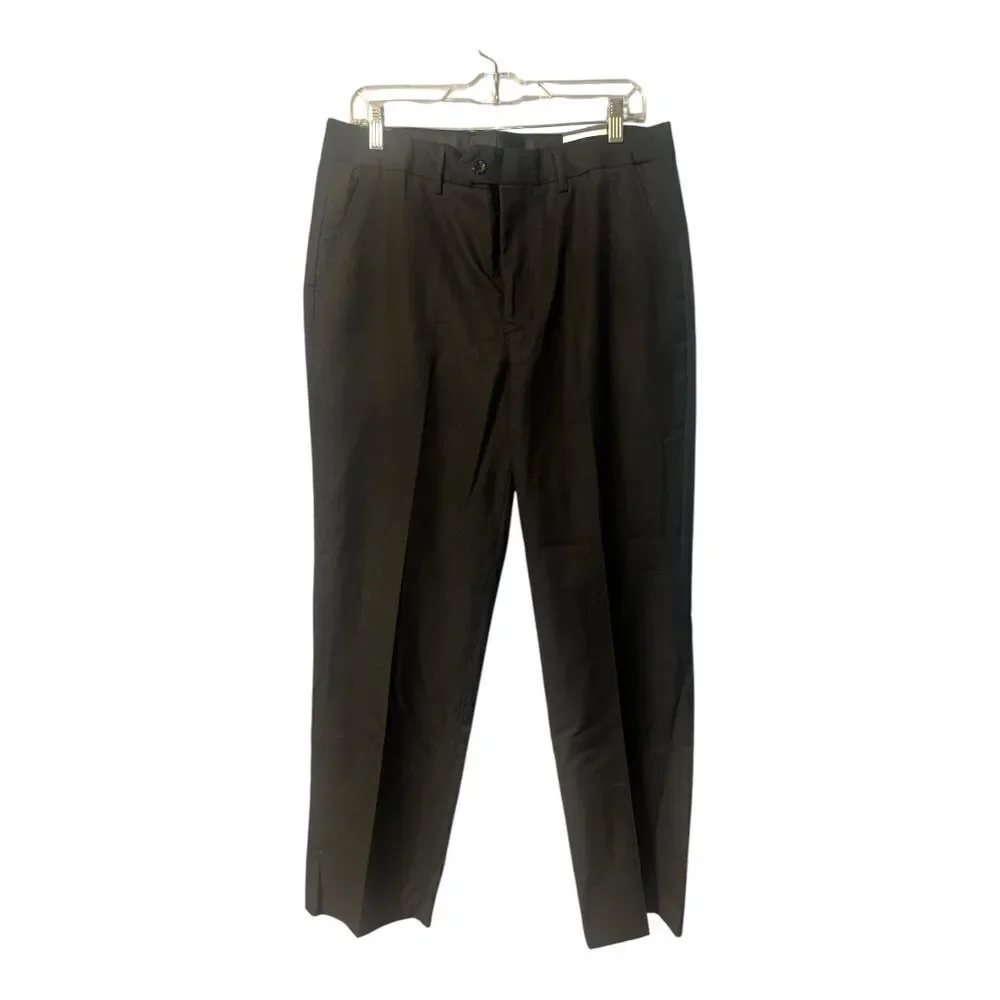 Gboy Studio Mens Black Classic Fit Flat‎ Front Dress Pants, 34x30